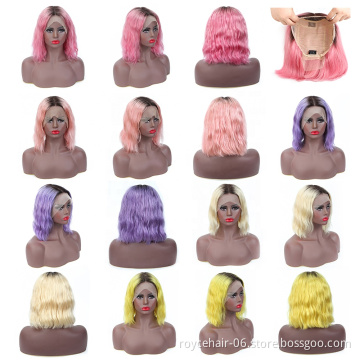 Wholesale Mongolian Unprocessed Virgin Cuticle Aligned Human Hair Body Wave Curly Lace Frontal Short Bob Wig for Black Women